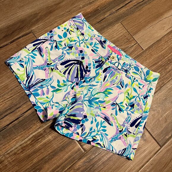 Lilly Pulitzer Callahan Stretch Shorts "Patch My Drift" Chino Style Size 4 - Picture 7 of 8